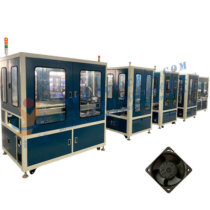 Automatic assembly line for cooling fan